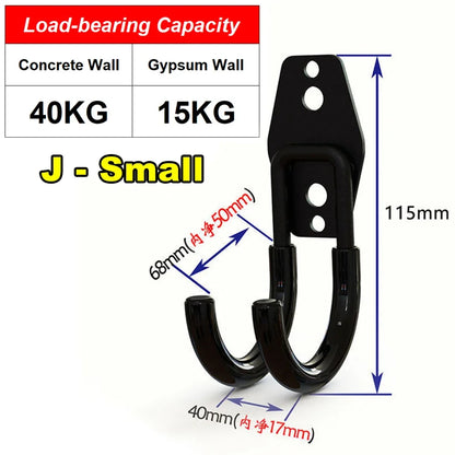Garage Heavy Duty Metal Hook Organizer Steel Wall Mount Anti-slip Bicycle Hanger Hooks Ladders Bulky Items Storage Garden Tool