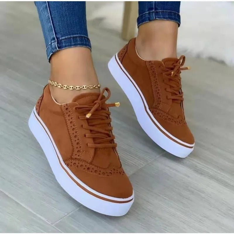 New Women's Low-top Vulcanized Shoes Round Toe Casual Shoes Flat Shoes Versatile Comfortable New Women Flat Fashion Sneaker