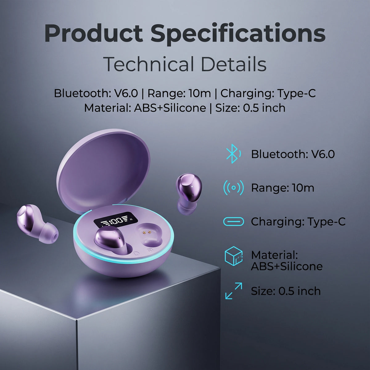 Bluetooth 5.3 Earbuds, Clear Calls, 32H Playtime, Hi-Fi Sound, Lightweight Comfort, USB-C Charging