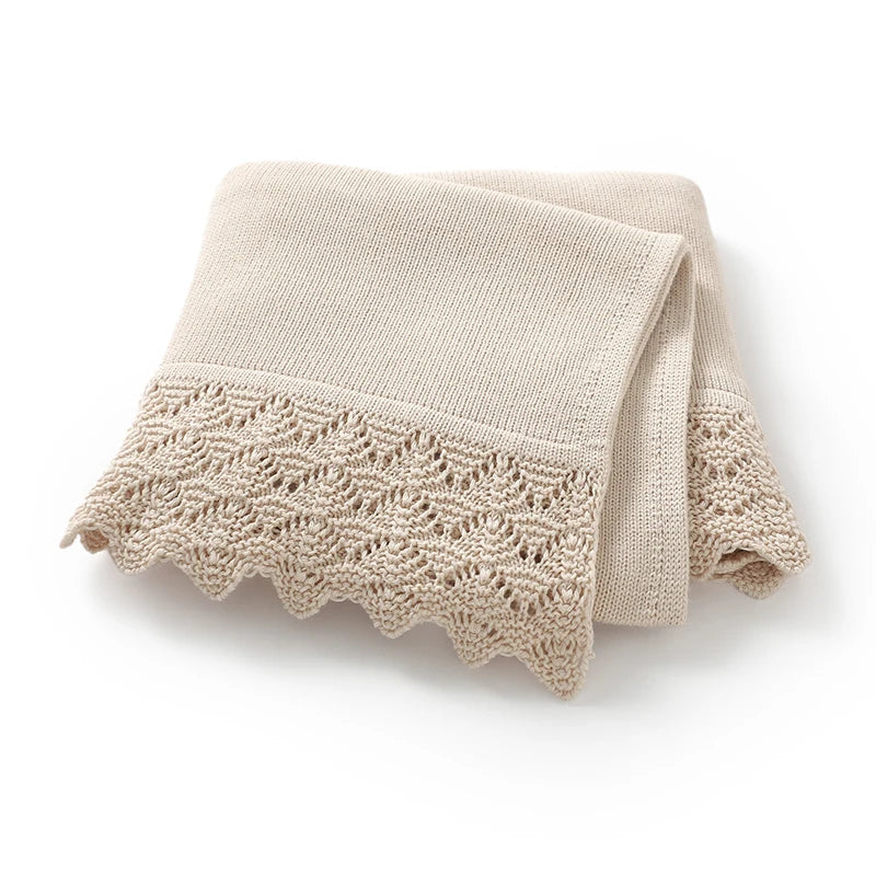 Infant Cotton Baby Blanket Knit Newborn Boy Girl Bedding Quilt Fashion Hollow Out Solid 90*70CM Toddler Swaddle Wrap Super Soft
