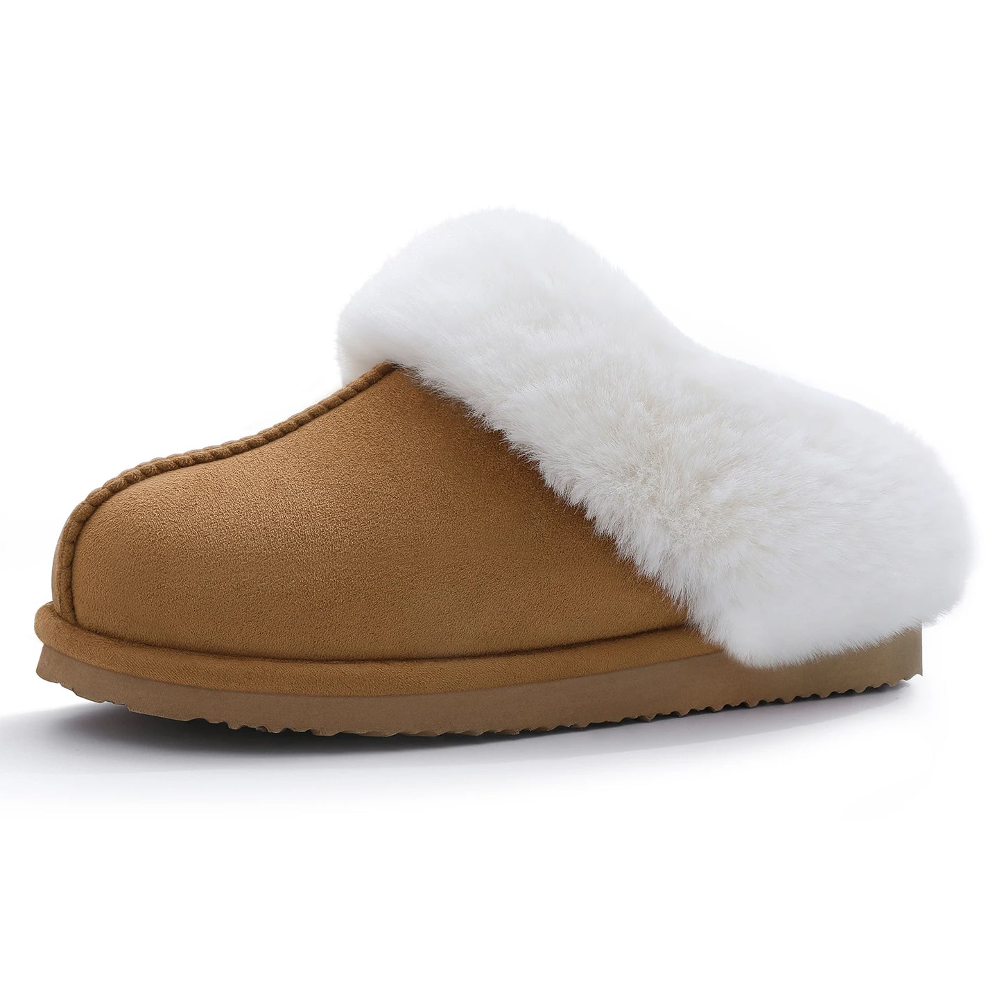 Comwarm Winter Suede Fur Slippers for Women Plush Home Slippers Fluffy Faux Fur Shoes Indoor Outdoor Furry House Fuzzy Slides