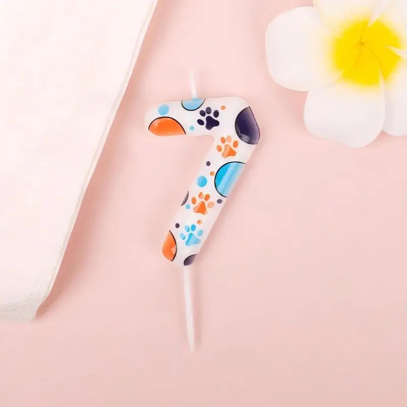 Cute Puppy Paw Print Number Birthday Cake Candle Kawaii Puppy Cake Candles Baking Individually Pack 3D Adorable Cake Decorations