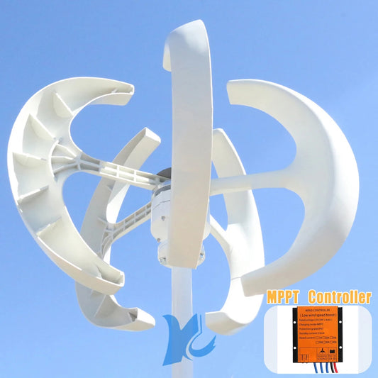 Home 10KW Vertical Wind Power Turbine 3KW 5KW 8KW 12V 24V 48V Lantern Shape Low Noise Roof Windmill With Hybrid MPPT Controller