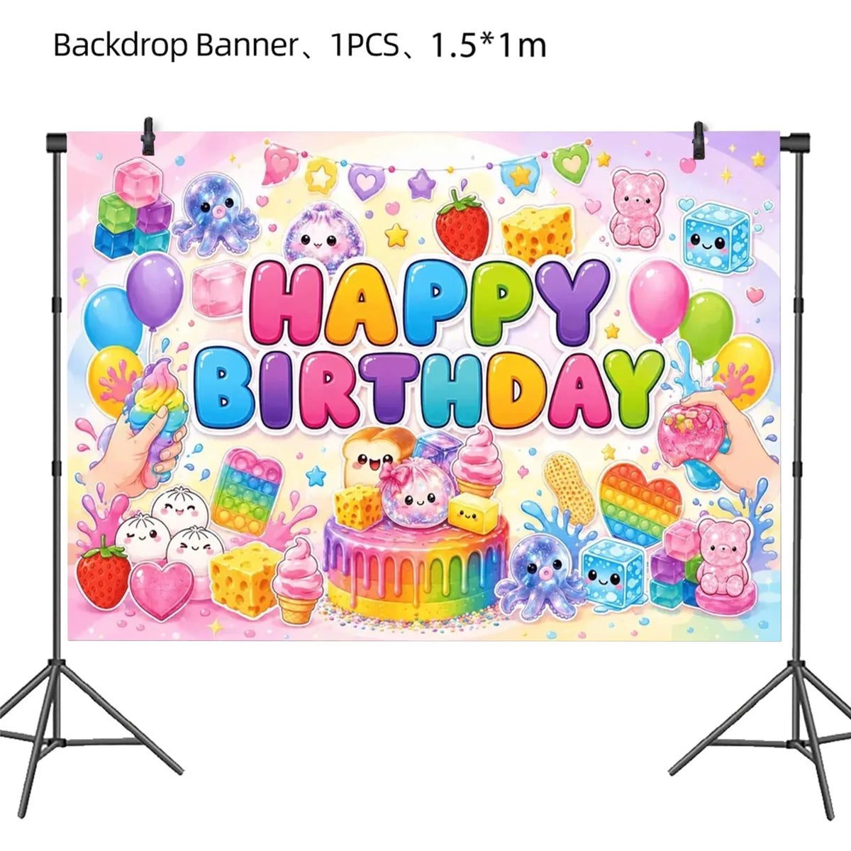 Squishy Bao Bun Themed Birthday Party Decorations Set Tableware Paper Plates Cups Cute Squishy Gift Bags Balloon Banner Supplies