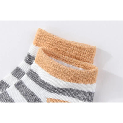 Kiddiezoom 4 Pairs Fashion Newborn Baby Boy Girl mid-calf Socks Cotton Soft Breathable Infant Accessories Four Seasons 0-18M