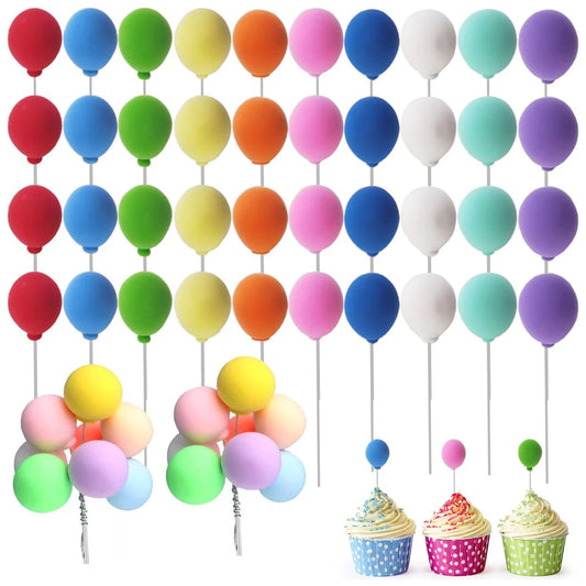 Colorful Balloon Cake Topper Round Mini Balloon Cupcake Toppers Cake Decoration for Wedding Birthday Baby Shower Party Supplies