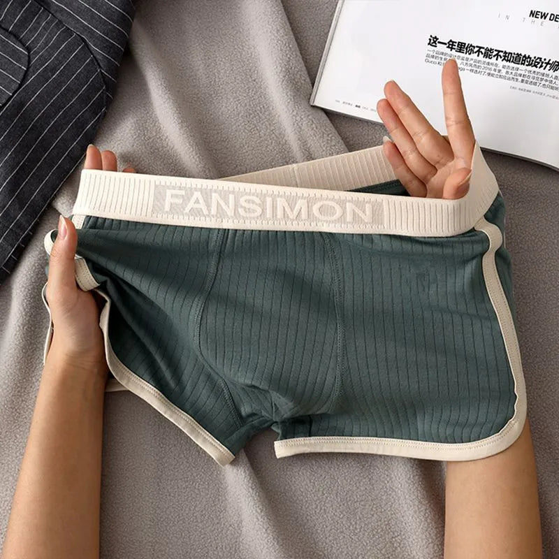 1/3PCS Solid Striped Men's Boxer Sexy Breathable Mesh U Crotch Underwear High Elastic Widen Waistband Underpants sports