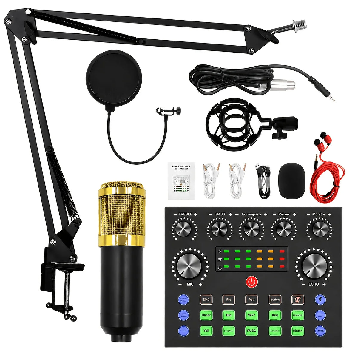 Home Recording Studio Kit - Professional Podcast & Music Mixing Equipment with Condenser Microphone Set for Singers Actors YouTubers