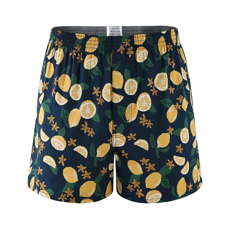 Men's Boxer Shorts Pineapple Lemon Print Panties Cotton Breathable Comfortable Underwear for Men Home Wear Sleepwear Underpants