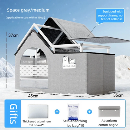 2025 Cat Air Conditioning House With Frame Summer Cat Cooling House Cat Ice House Dog Ice House Dog Four Seasons Cat Pet Igloo