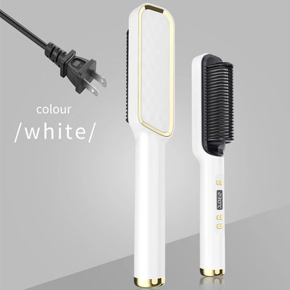 Hair Straightener Ceramic Hot Comb 2 in 1 Electric Straighten Hair Brush Negative Ion Fast Heating Styling Tool ﻿
