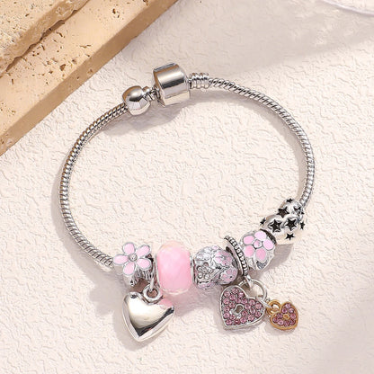 Bohemian Pink Cherry Blossom Love Bracelet Pendant Bead Design Summer Beach Music Festival Leisure Party
