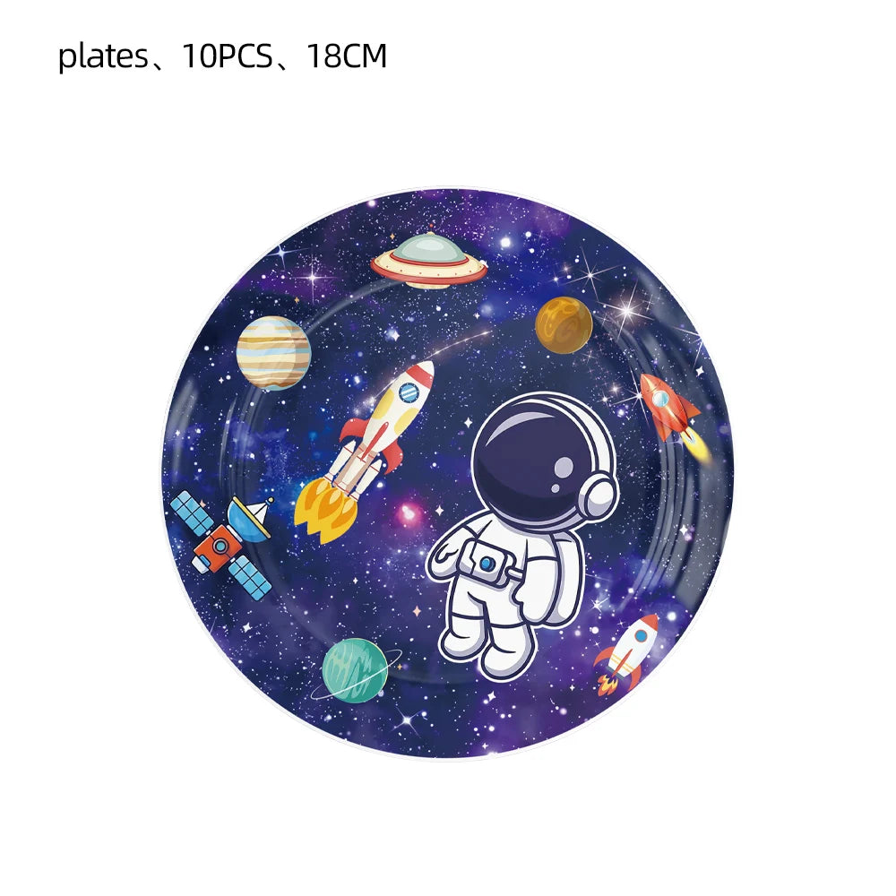Planet Astronaut Birthday Party Decoration Paper Cup Plate Napkin Balloon Tablecloth  For Kids Baby Shower Party Supplies Gifts