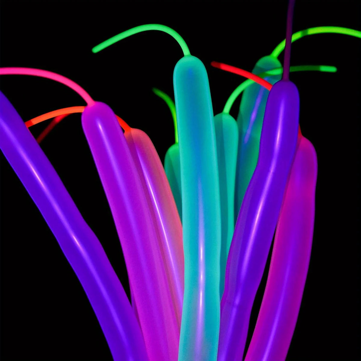 100pcs Neon Glow Long Balloons Backlight Reactive Fluorescent Colorful Long Latex Balloons DIY Twisting Birthday Wedding Party