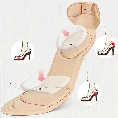 Memory Foam Insoles Women High-heel Shoes Insoles Anti-slip Cutable Insole Comfort Breathable Heel Protection Massage Shoe Pads