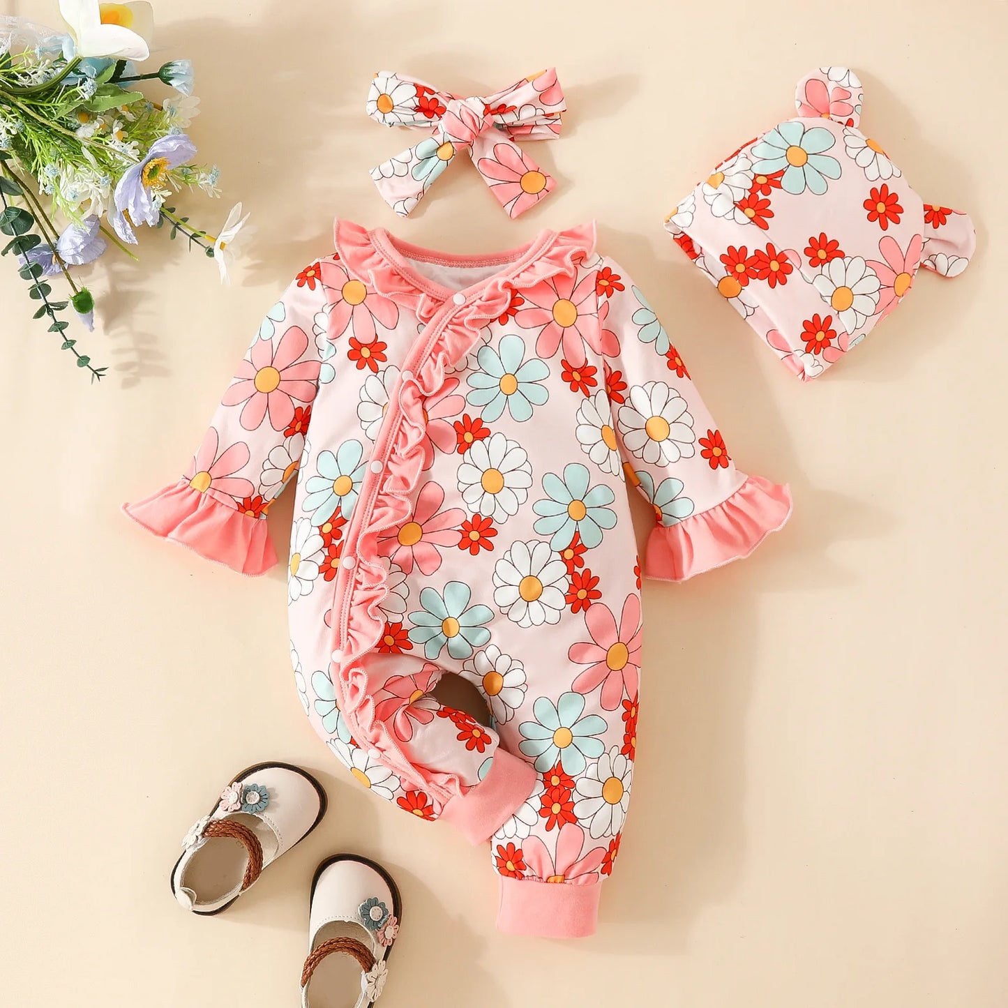 Newborn Baby Romper Love Printed Clothes Hooded Children Girl 0-1 Years Autumn Spring Infant Boy Jumpsuit Outfits 3 6 Months