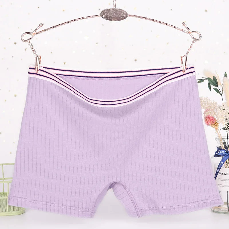 Female Lingerie Plus Size Boxer Briefs Women's Cotton Antibacterial High Waist Ladies'Boxer Briefs Flush Legs Flat Footed Shorts