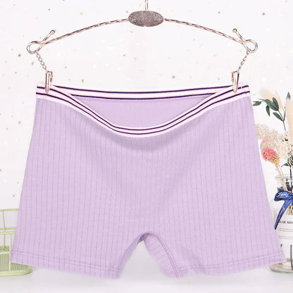 Female Lingerie Plus Size Boxer Briefs Women's Cotton Antibacterial High Waist Ladies'Boxer Briefs Flush Legs Flat Footed Shorts