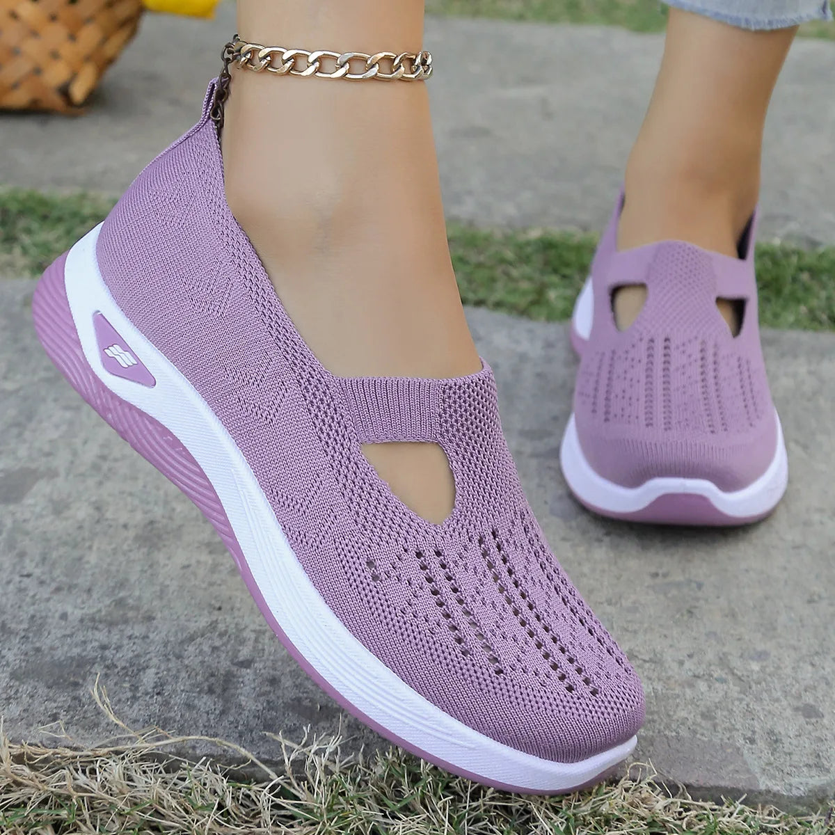 Spring New Women's Sports Shoes, Fashionable, Breathable, Lightweight, Non-slip, Wear-resistant, Casual Sports Shoes, Flat Shoes