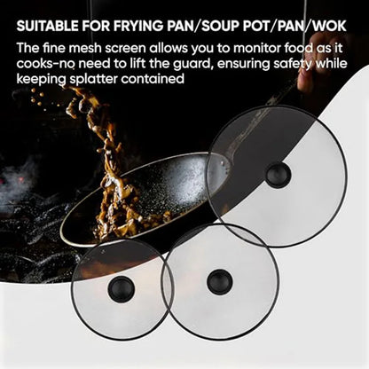 25/29/33cm Splash Proof Pan Lid Splatter Guard Fine Mesh Splatter Screen Fry Food Screen Fry Pan Grease Cover Stainless Steel