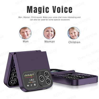 SERVO Classic Small Flip Mobile Phone 2G Dual SIM Card Blacklist Speed Dial 2.0" Screen 180° Fold Button Cellphones New Upgrade