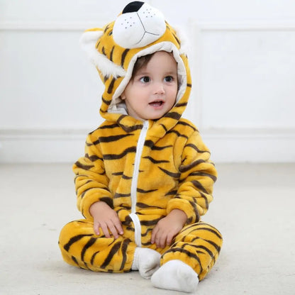 Cartoon Flannel Baby Rompers Unicorn Rabbit Dinosaur Pajamas Cotton Baby Boy Girls Animal Costume Baby Jumpsuit Kigurumi Outfits