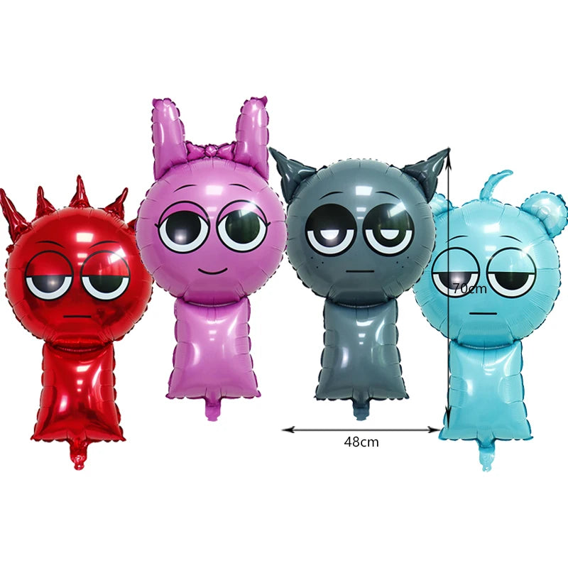 Sprunki Birthday Party Decoration Incredibox Latex Aluminum Foil Balloon For Kids Event Supplies Banner Disposable Tableware