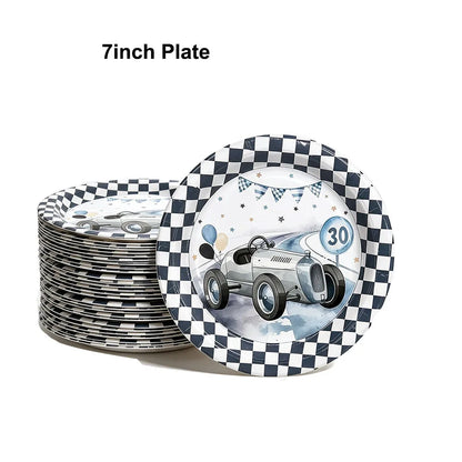 20/100Pcs Racing Car Birthday Party Supplies 7''and 9'' Paper Plates Dessert Cake Plates Napkins Racing Theme Birthday Decoratio