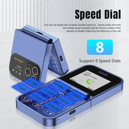 SERVO Classic Small Flip Mobile Phone 2G Dual SIM Card Blacklist Speed Dial 2.0" Screen 180° Fold Button Cellphones New Upgrade
