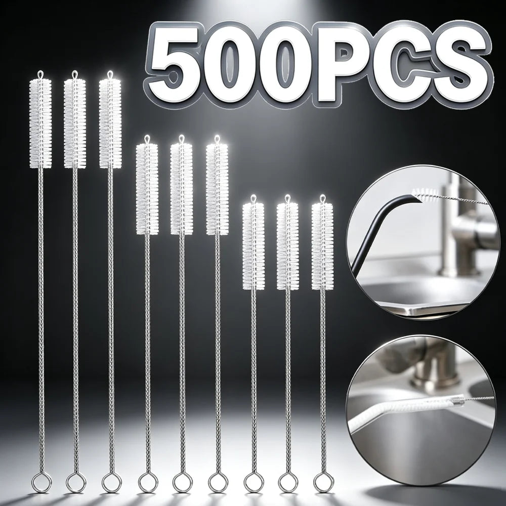 1-500Pcs Nylon Straw Cleaning Brush Pipe Cleaner Stainless Steel Drinking Straws Cleaning Brush for Tube Sippy Cup Pipe Spray