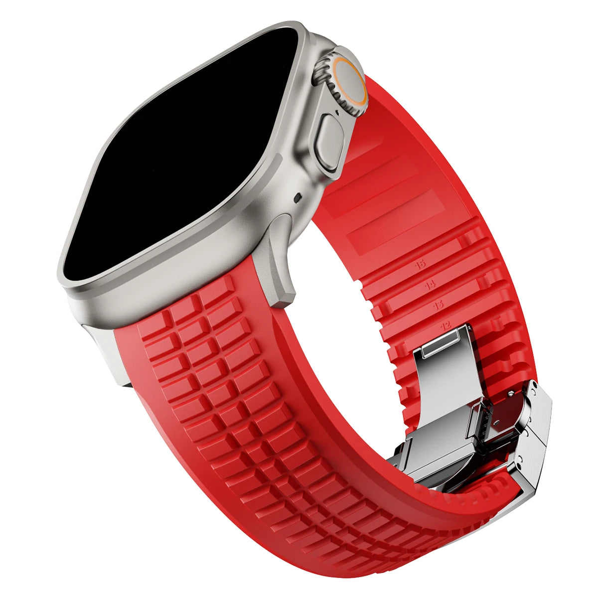 Sports Silicone Band for Apple Watch Ultra 2 49mm 46mm 45mm 44mm Luxury Metal Bracelet for iWatch Series 10 9 8 7 6 5 4 Se Strap