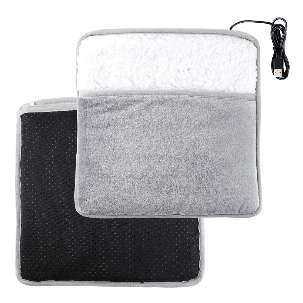USB Foot Warmer with Soft Flannel, Heated Feet Warmer for Cold Feet, Washable Plug In Foot Heater for Office Home Desk Women