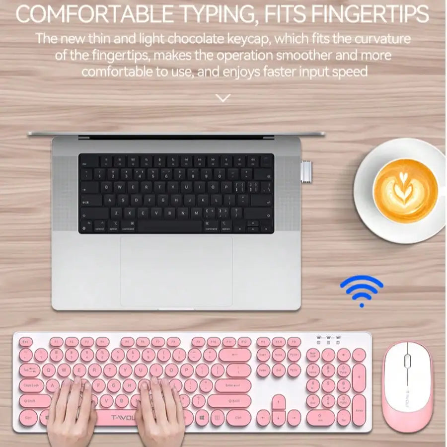 TF770 Keyboard and Mouse Set Wireless Office Business Macaron Chocolate Keyboard Mouse USB