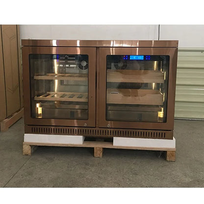 Compressor Small Side By Side Wine Cigar Cooler Refrigerator Humidor Cabinet for Home Office Bar Club Private Collection