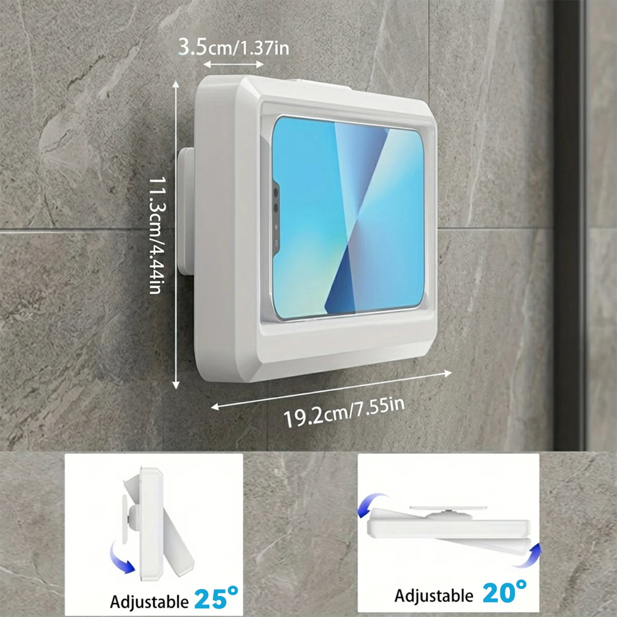Waterproof Shower Phone Holder Rotation Angle Adjustable Telescoping Wall Mount Phone Holder for Bathroom Kitchen Bracket Stand