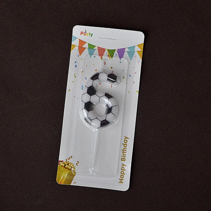 Black White Soccer Number Birthday Candle 0‑9 Football Pattern Digital Cake Topper Soccer Sports Theme Party Cake Decor Supplies