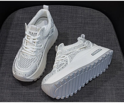 GKTINOO Hollow Sandals Rhinestones Fashion Lightweight Luxury Women Chunky Sneakers Female Summer Height Increasing Ladies Shoes