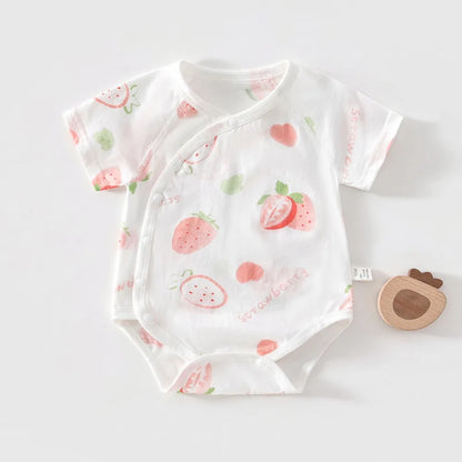 AYNIGIELL Summer Pure Cotton Clothes Newborn Baby Girls Boys Romper Cotton Short-sleeved Bodysuit Infant Baby Clothes