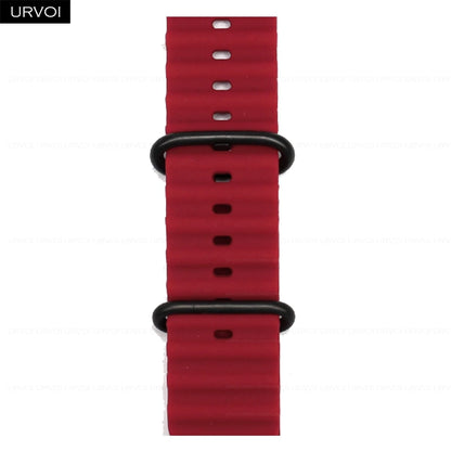 URVOI Ocean Band for Apple Watch Ultra 4 3 2 Strap Series 12 11 10 SE Sport Band for iWatch Silicone Wristband Black Buckle 49mm