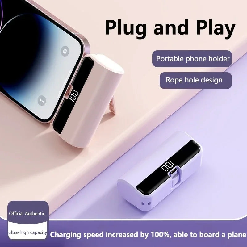 Lenovo 500000mAh Mini Capsule Power Bank High Capacity Fast Charge Powerbank Portable External Battery for iPhone Huawei Samsung