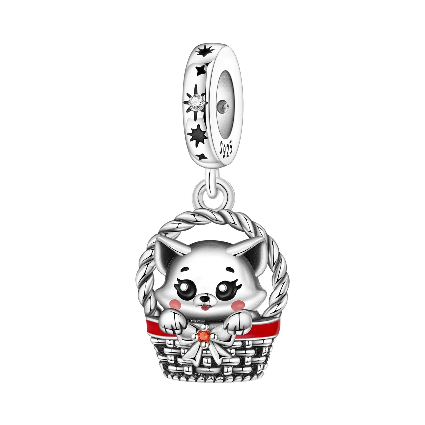 Hot Sale 925 Sterling Silver Dog Cat Cute Pet Animals Pendant Birthday Party Gift for Women Bangle Bracelet Necklace DIY Jewelry