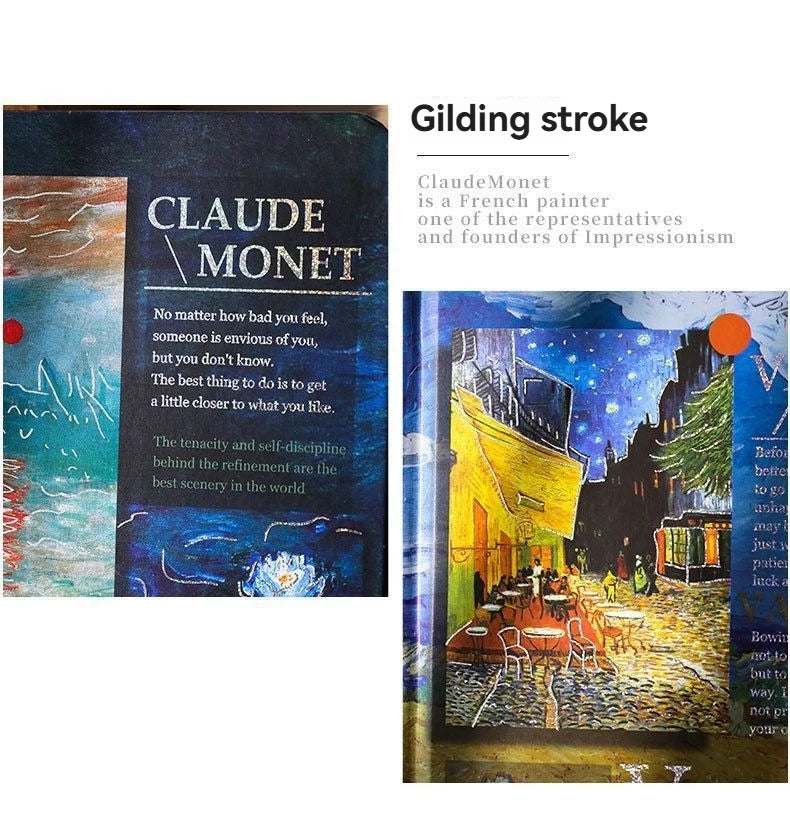 Oil Painting Landscape High  Value Art Retro Student Notebook Oil Painting Notebook Styles Include Sunrise Impression Starry Sky