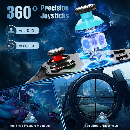 Gamepads For Switch Oled/Lite/PC/Android/IOS Wireless Controller 6-axis Gyro Joystick Turbo Dual Vibration Game Remote Controle