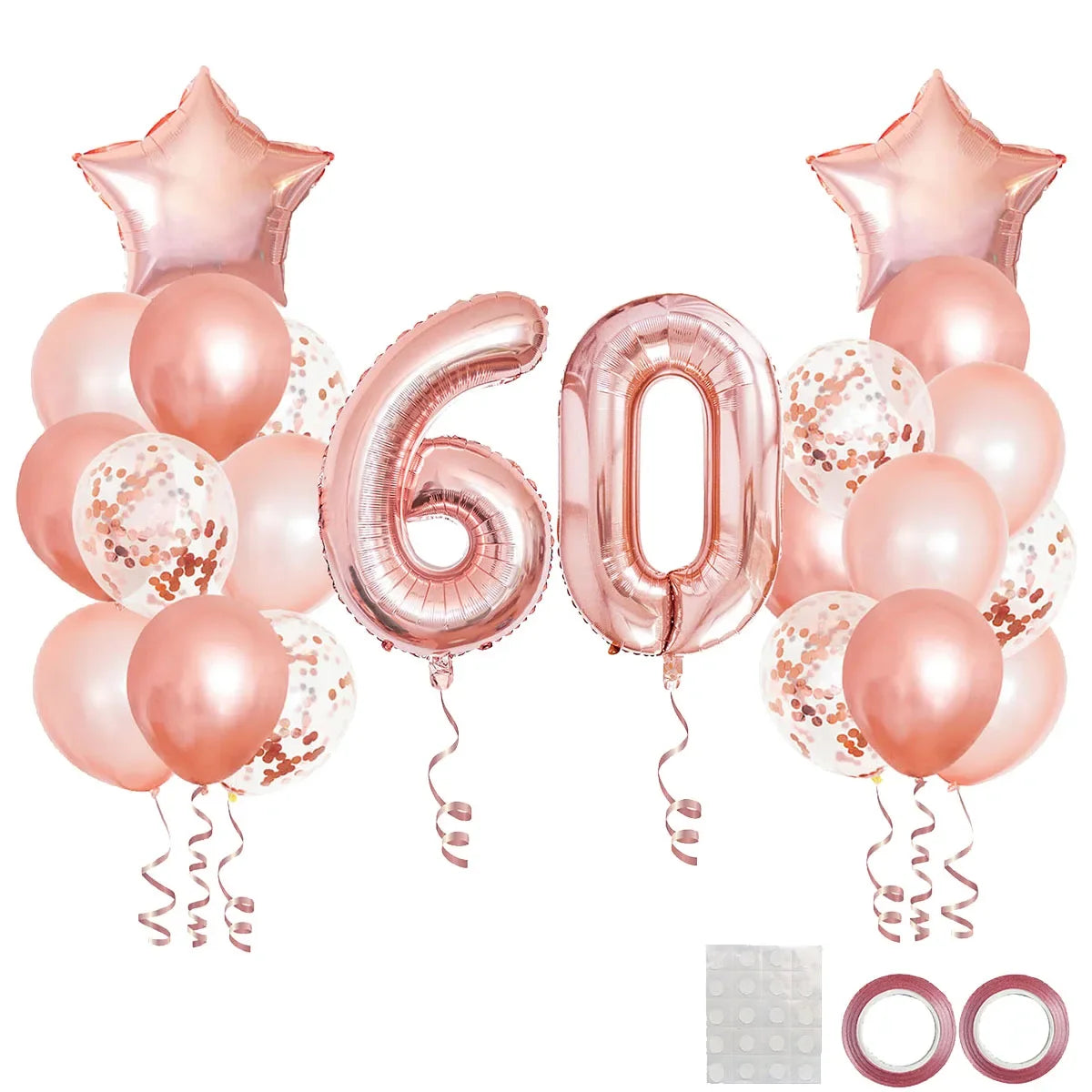 25pcs Rose Gold Mixed Balloons 10 15 16 18  20 21 25 30 35 40 50th Birthday Party Decorations  Woman Birthday Anniversary Decor