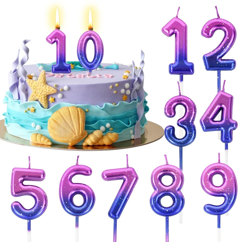Gradient Cake Candles 0-9 Number Cake Topper Ins Birthday Cakes Toppers Birthdays Party Cupcake Decoration DIY Baking Supplies