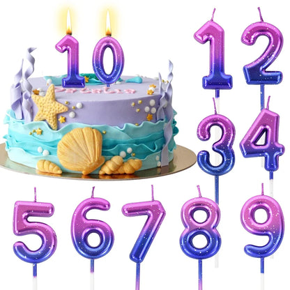 Gradient Cake Candles 0-9 Number Cake Topper Ins Birthday Cakes Toppers Birthdays Party Cupcake Decoration DIY Baking Supplies