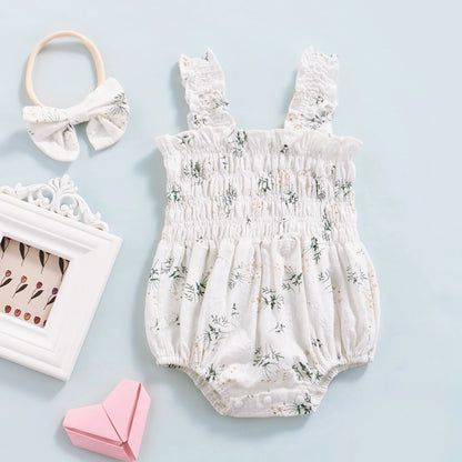 ma&baby 0-24M Baby Girl Romper Newborn Infant Jumpsuit  Floral Print Sleeveless Clothing Headband Summer Outfits