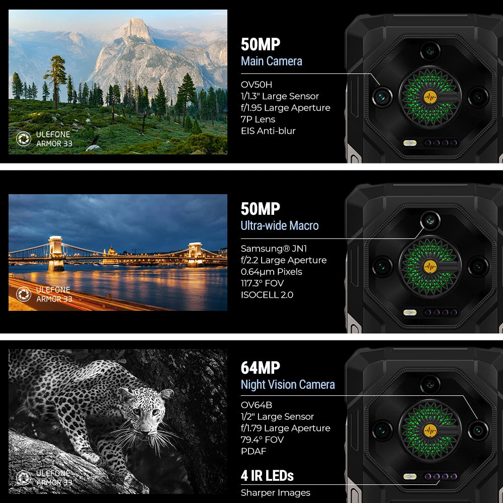 Ulefone Armor 33 4G Rugged Phone 25500 mAh 512GB ROM Up to 24GB RAM 120Hz 6.95" NFC Android 15 66W Smartphone Global Version