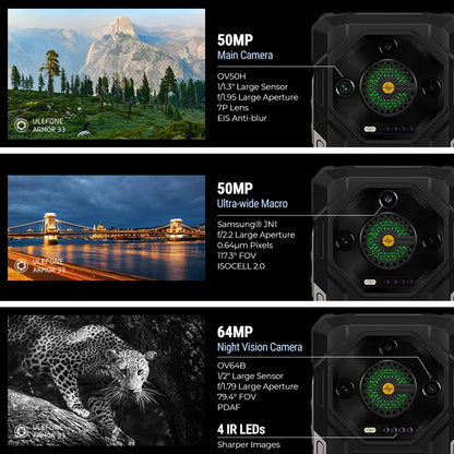 Ulefone Armor 33 4G Rugged Phone 25500 mAh 512GB ROM Up to 24GB RAM 120Hz 6.95" NFC Android 15 66W Smartphone Global Version