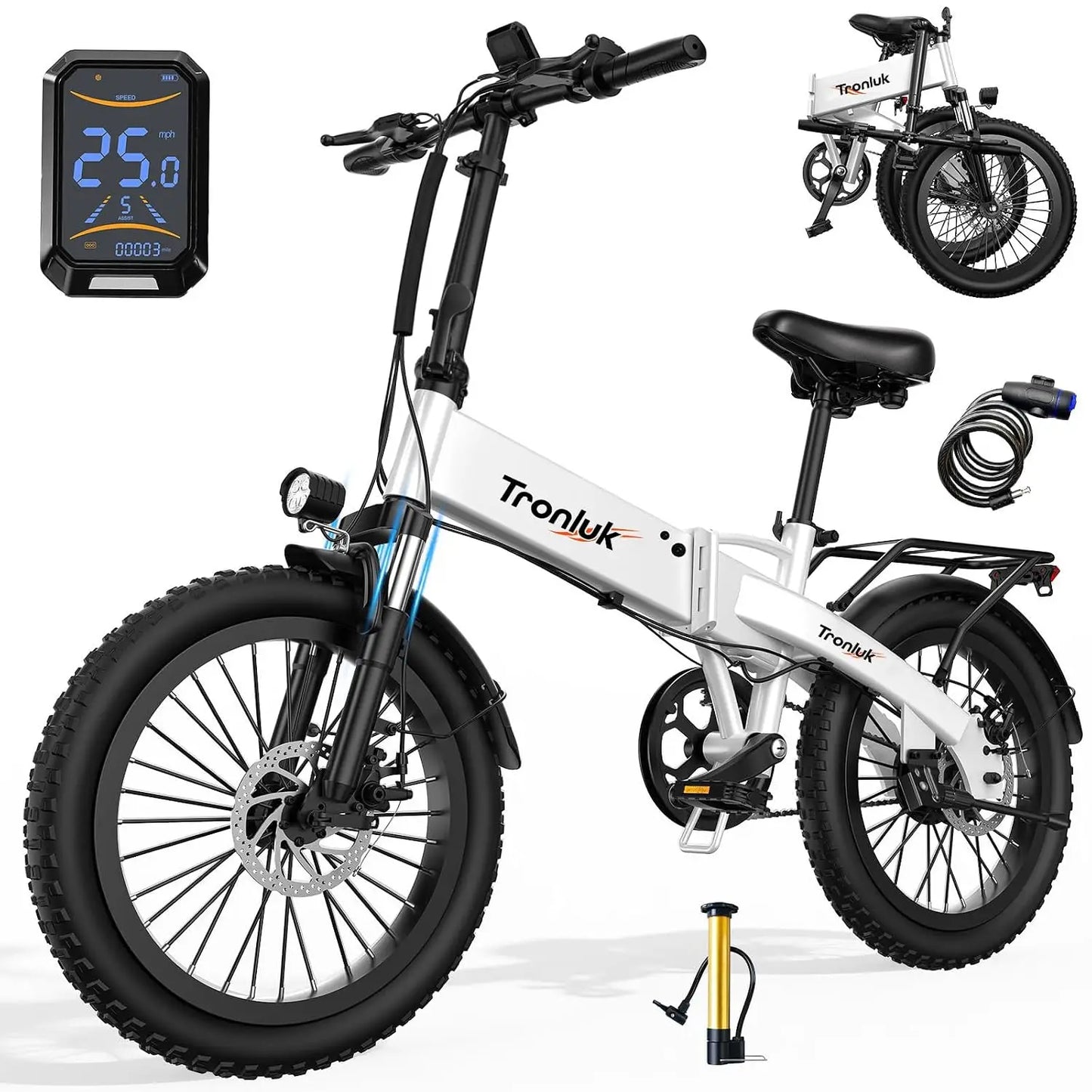Electric Bike for Adults and Teens, 520W-1200W Motor, 20-28MPH, 32 Miles Range, 48V 10Ah Battery, 3-Level Pedal, Customized